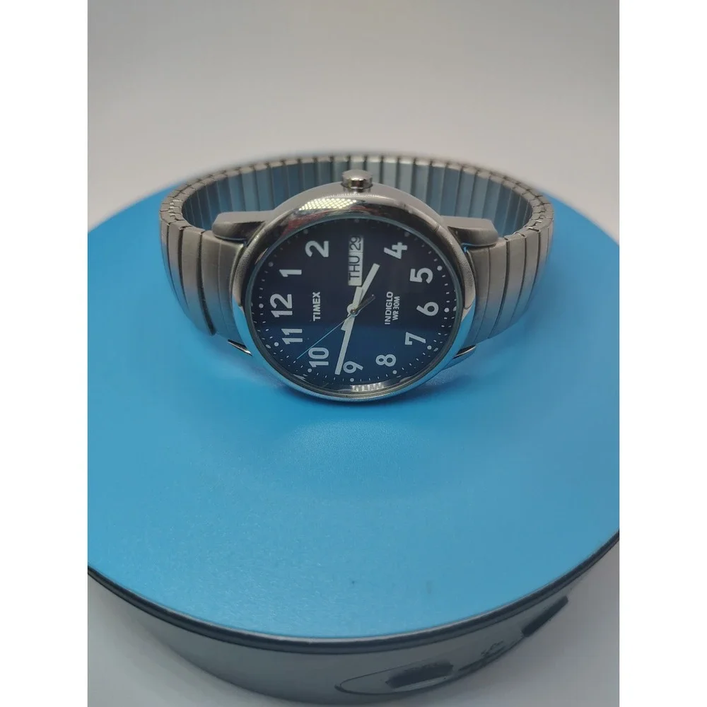 Timex INDIGLO Mens Quartz Watch‎ Blue Dial Stainless Steel Near Mint